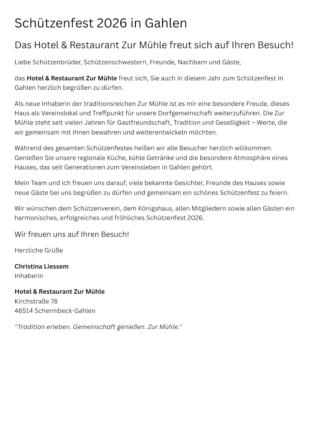 Schützenfest 2026 in Gahlen